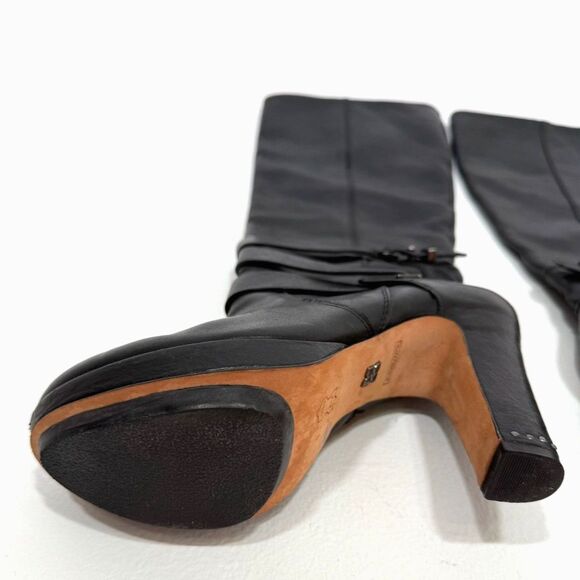 BCBG Mandy boot - Leather knee-high Moto Boots With Rubber Heel Cap - Picture 6 of 12